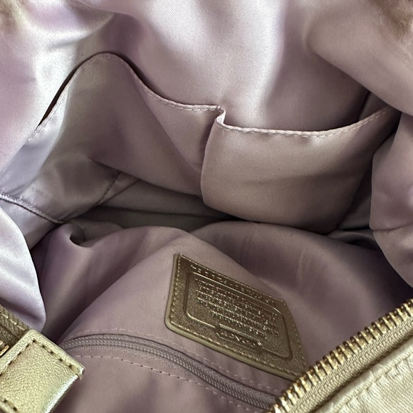 Coach Poppy Daisy Hobo Brown Shoulder & Crossbody Bag with Gold Accents - Picture 6 of 8